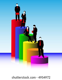 Business people on a graph.