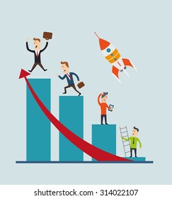 Business people on a graph. Vector concept,