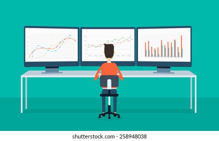 business people on monitor report graph and SEO on web