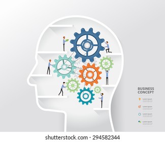 business people on process and business creative in human head concept. 