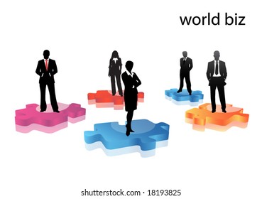 Business people on puzzle