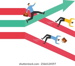 Business people on the road to success, Vector illustration in flat style

