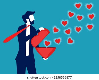 Business people open up. The concept of love and trust. Spreading love. vector