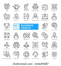 Business People - Outline Icon Set, Vector, Simple Thin Line Icons Collection