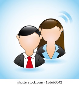 business people over blue background vector illustration