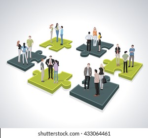 Business people over puzzle pieces
