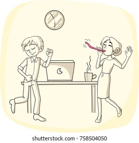 Business people partying at the office