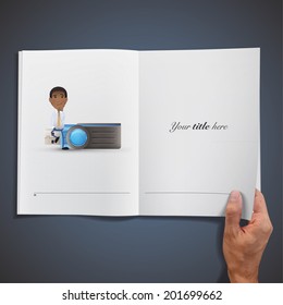 Business people with pendrive printed on book