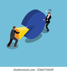Business people with pie chart 3d vector illustration concept for banner, website, illustration, landing page, flyer, etc