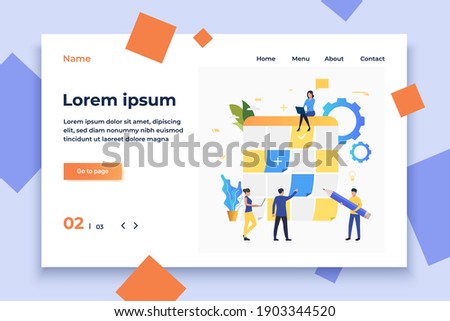 Business people planning work tasks. Reminder, scheduling, teamwork concept. Vector illustration can be used for topics like business, management, planning