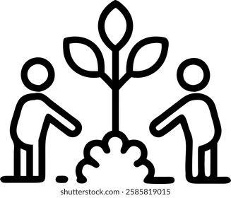 Business people planting a tree together with bokeh lights in background concept as Business professionals collaboratively planting a tree with soft bokeh lights in the background symbolizing commitme