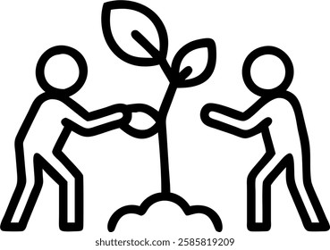 Business people planting tree together with copy space concept as A plain background image of business professionals collaboratively planting a tree symbolizing commitment to sustainability and integr