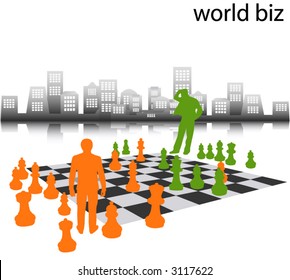 Business people play chess