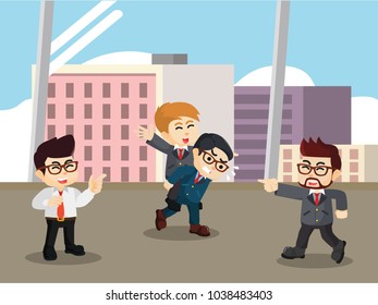 Business people playing around while break time in the office