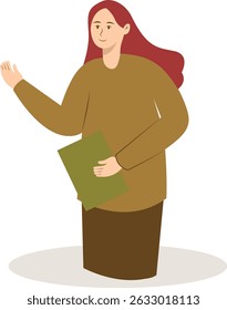 Pessoas de negócios apontando. Conceito de promoção e apresentação. Ilustração vetorial em estilo de desenho animado plano.