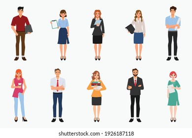 Business people portrait character pose set.