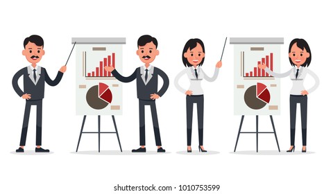 business people poses action character vector design