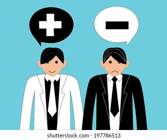 business people positive and negative thinking