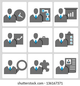 business people, profile, business management vector icon set