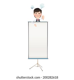 Business people with projector screen over white. Vector design. 