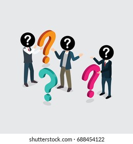 Business People With Question Mark Isometric Concept