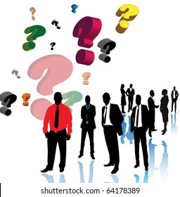 Business people and questions