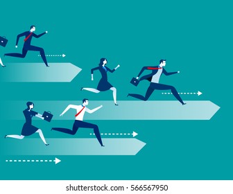 Business People Race. Concept Business Illustration. Vector Flat