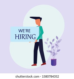 Business people are recruiting members to fill positions in their companies. Success in doing business and experiencing economic growth. Vector flat illustration 