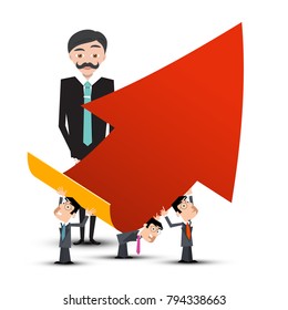 Business People with Red Arrow. Vector.