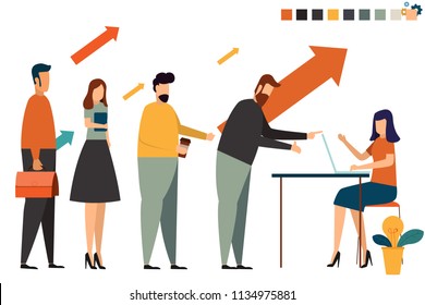 Business people registration concept. register with customer. online register vector concept illustration.