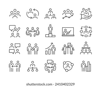 Business People Related Icons - Vector Line. Editable Stroke.