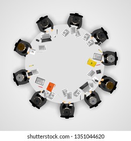 Business People Round Table Vector Illustration Stock Vector (Royalty ...