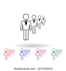 Business people in a row multi color icon. Simple thin line, outline vector of people icons for ui and ux, website or mobile application