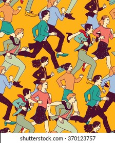 Business people run active carrier color seamless pattern. Color vector illustration. EPS8