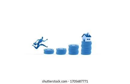 business people run choose residential homes to buy illustration