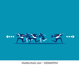 Business people running and direction to different. Concept business vector, Run, Teamwork.