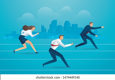 Business people running down the track. background vector illustration EPS10