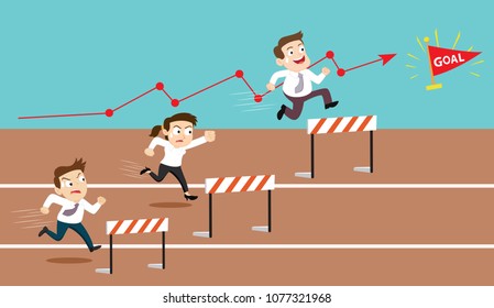 Business People Running for the Goal, success concept money