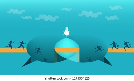 Business people running for the opportunity to get the better professional position, career, competing and challenging for success. Business concept illustration