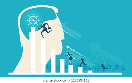 Business people running for the opportunity to get the better position in the City, career, competing and challenging for professional success. Business concept illustration