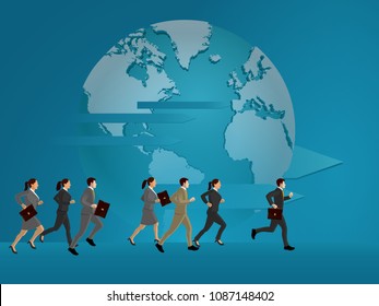 Business people running for success
