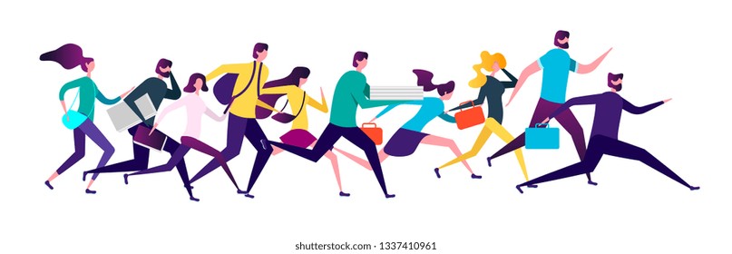Business people running. Business team running to success. Colleagues businessman and businesswoman people concept on white background