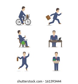 Business people scenes set vector illustration