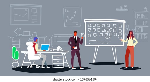 business people scheduling work agenda schedule task board with sticky notes business people planning events working process concept office interior full length sketch doodle horizontal