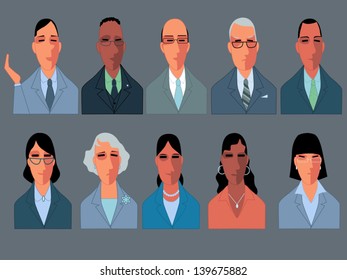 Business people. Set of assorted vector cartoon characters.