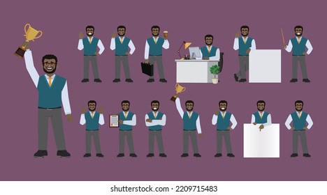 Business people set different gestures