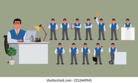Business people set different gestures