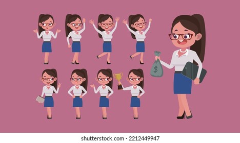 Business people set different gestures