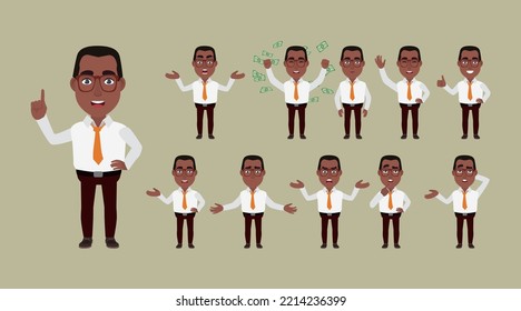 Business people set different gestures