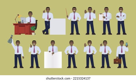 Business people set different gestures